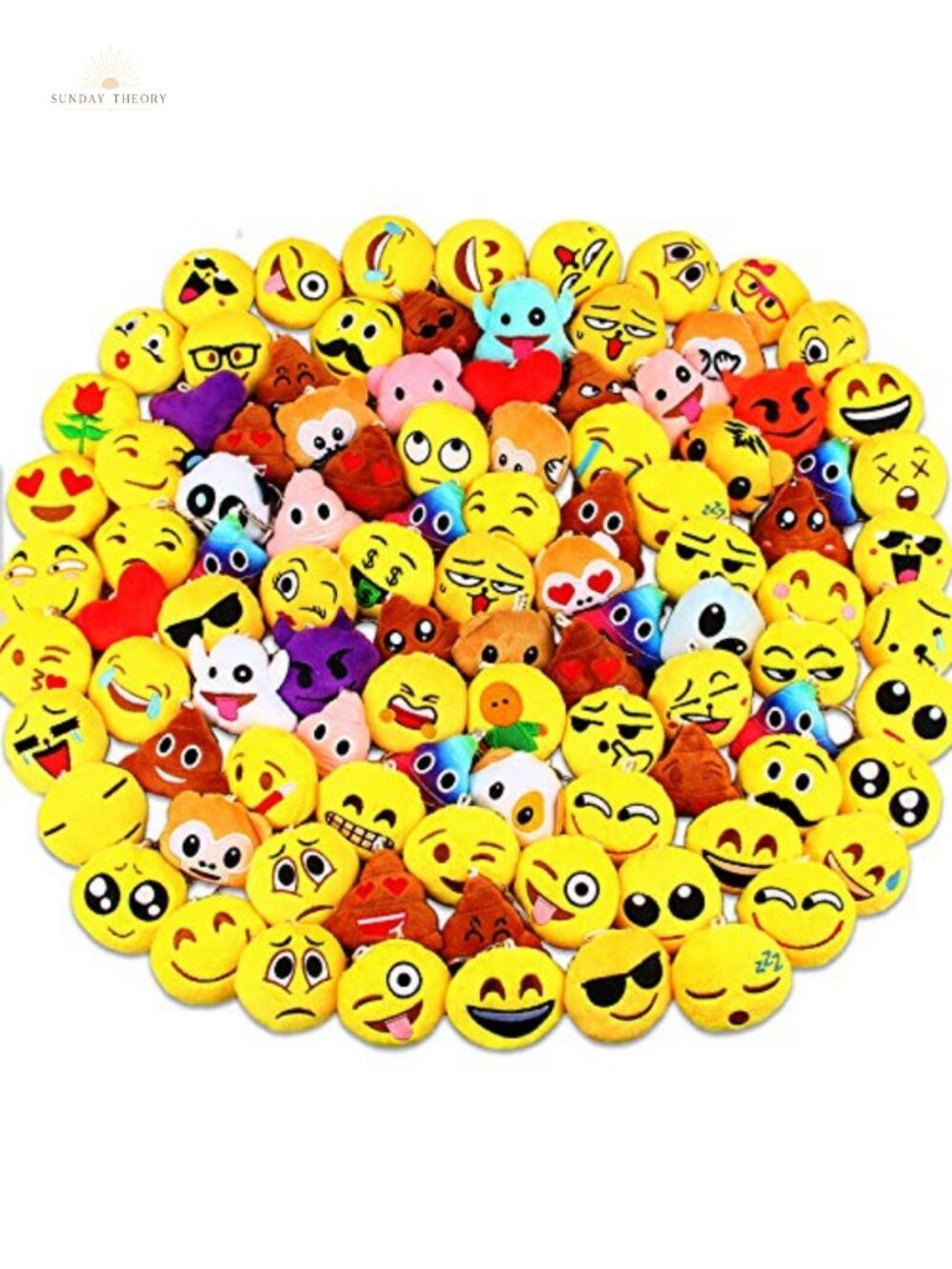 100 Pack Plush Emoticon Keychains Party Favors Cute Soft Stuffed Charms